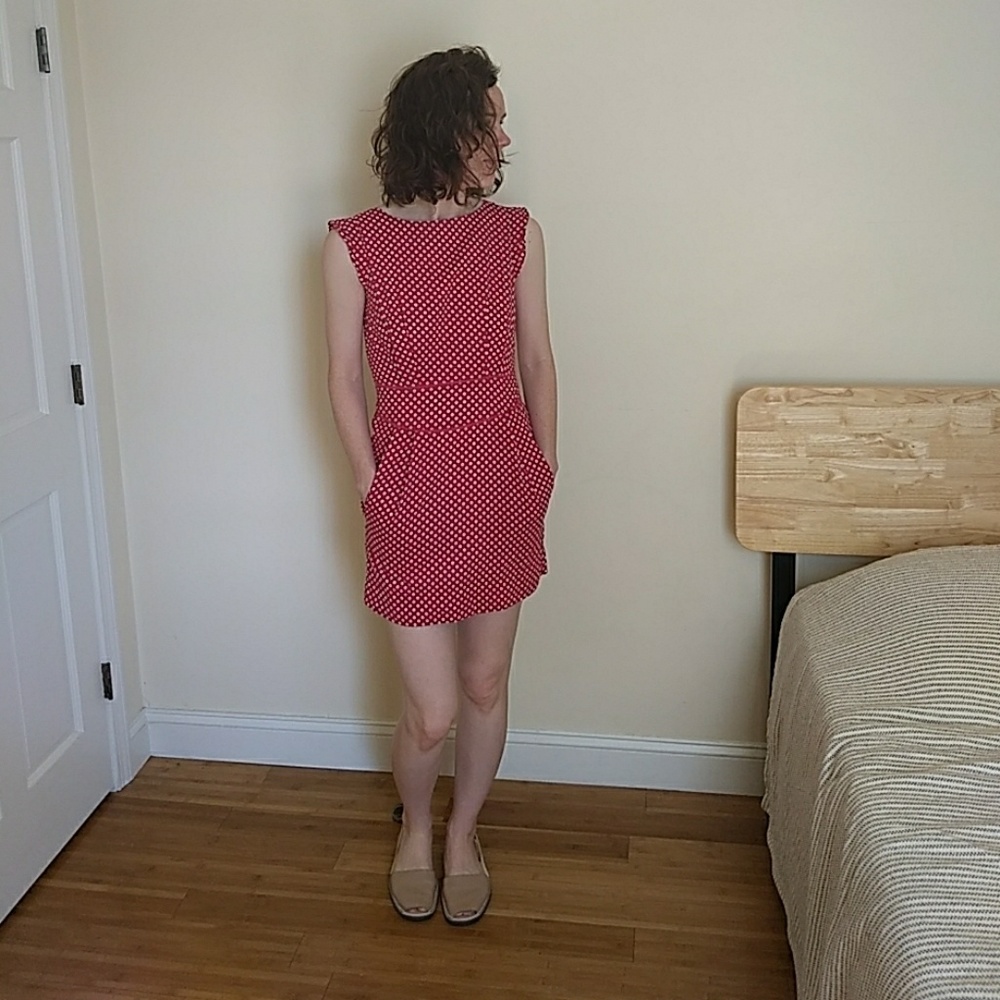 Red and White Polka dot dress, Size Small